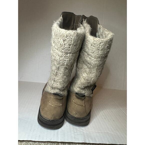 Muk Luks Size 10 Round Toe Tan Mid Calf Lined Comfort Boots Taupe Brown - Picture 7 of 11